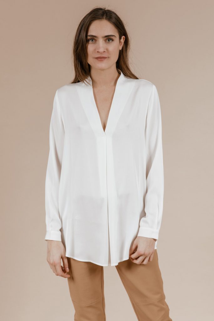 white silk blouse